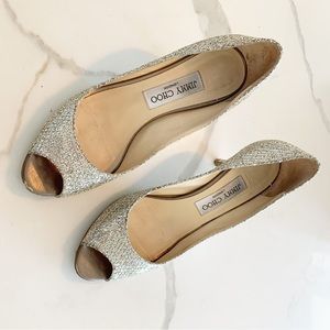 Women’s Jimmy Choo Isabel Champagne peep toe pump size 37